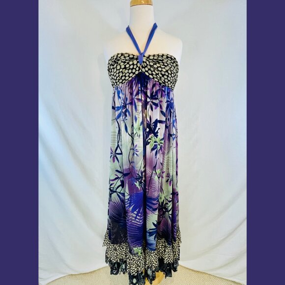 Jean Paul Gaultier Resort Polka Dot + Palm Maxi Dress - Size 6 - Picture 2 of 16